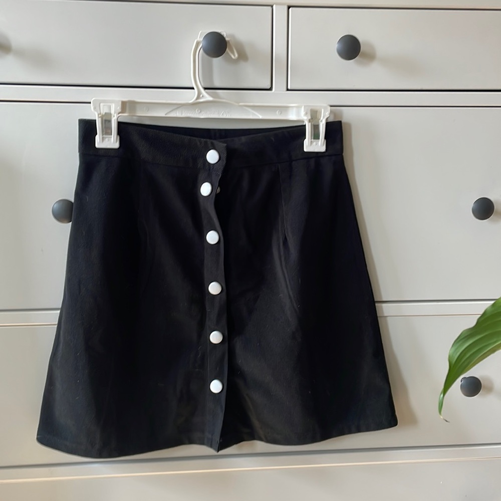 Black corduroy white button up skirt